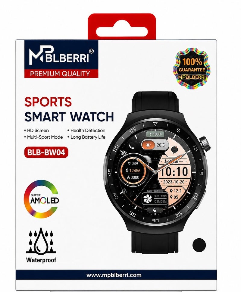 mpBLBERRI Sports Smart Watch with HD Display, Multi-Sport Modes, Waterproof Fitness Tracker, Health Monitoring, Long Battery Life Rubber Strap Smartwatch for Men - Image 2