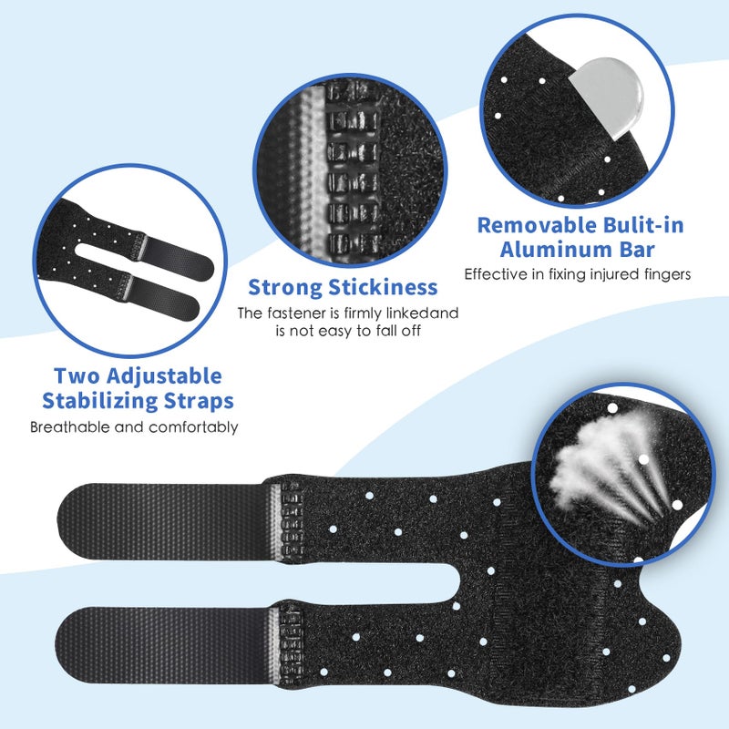 5-Piece breathable finger cover, adjustable finger fixing brace, finger fixing belt, finger bone splint, black breathable model - Image 3