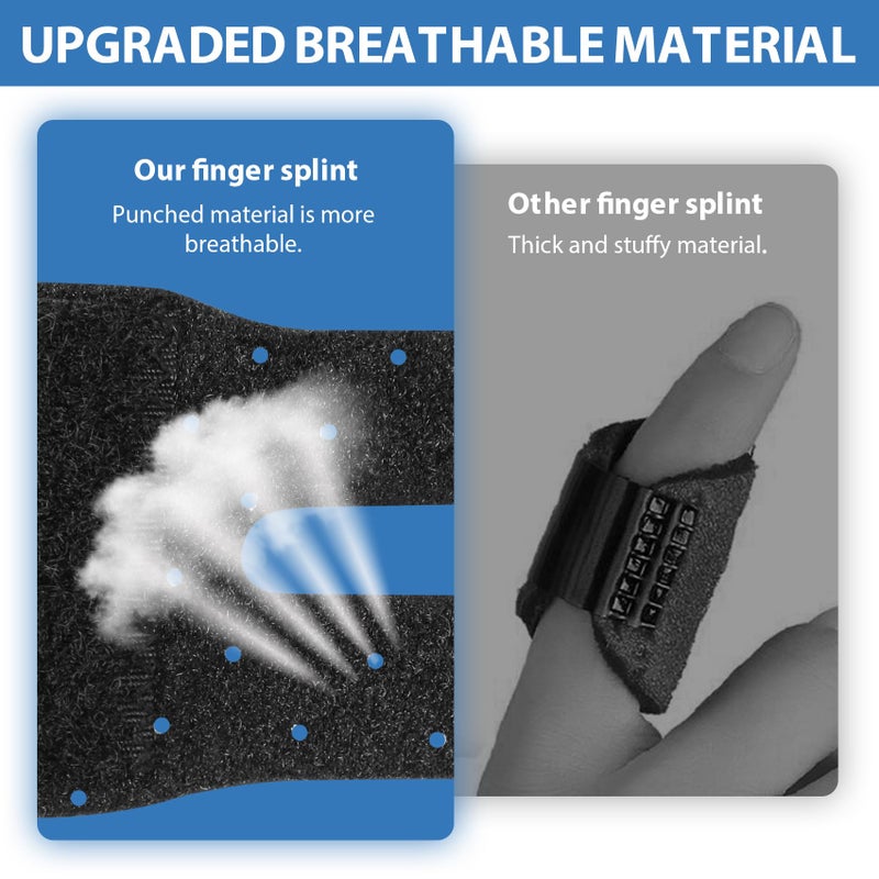 5-Piece breathable finger cover, adjustable finger fixing brace, finger fixing belt, finger bone splint, black breathable model - Image 2