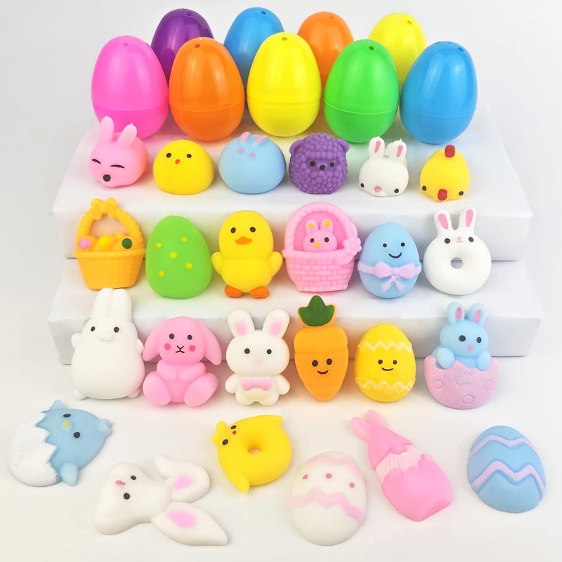 Wondrus Easter Egg Fillers Basket Essentials for Kids 24 PCS Mochi Squishy Fidget Toys Gifts W 24 Plastic Eggs Easter Party Favors Hunt Supplies Non Candy Goodie Treat Bag Stuffers Trinkets for Boys Girls - Image 3
