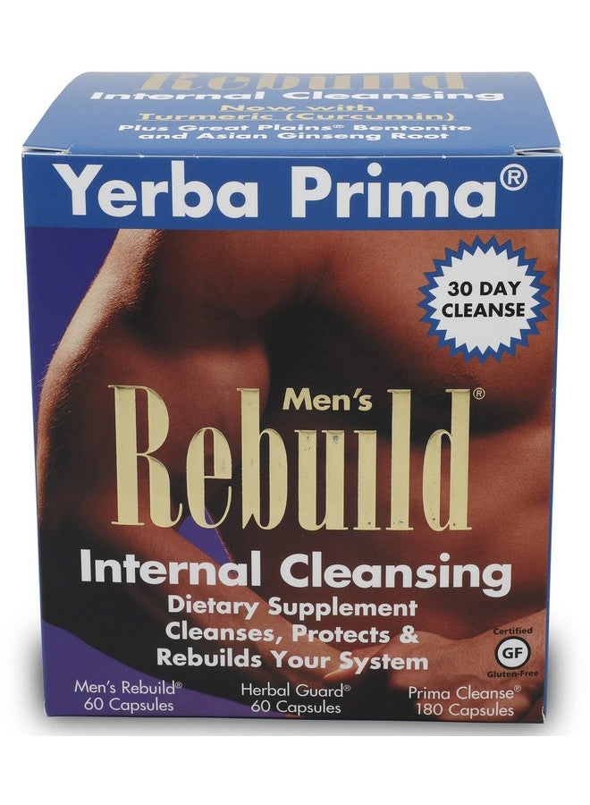 Yerba Prima Yerba Prima Cleanse Men Rebuild Kit - 30 Day Internal Cleansing Supplements Designed for Males - Prostate & Colon Health - Kidney & Liver - Natural Herbal Psyllium Fiber, Aloe Vera, Milk Thistle Seed - Image 1