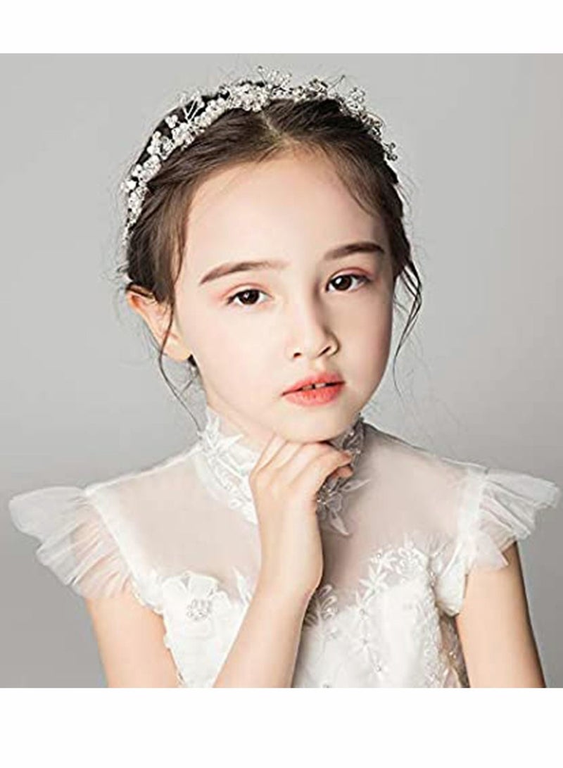 SYOSI عصابة رأس للفتيات الصغيرات، إكليل الزهور، عصابة رأس مصنوعة يدويًا من شعر الأميرة، إكسسوار عيد ميلاد، زفاف الفتيات وزفاف الفتيات - Image 3