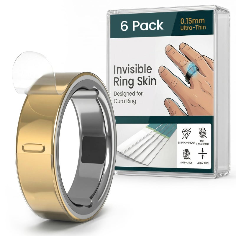 BandRain Ultra-Thin Clear Skin Protector for Oura Ring Gen 4/4 Ceramic/Gen 3, Invisible Transparent Anti-Scratch Protective Film Smart Rings Cover, 6-Pack - Image 1