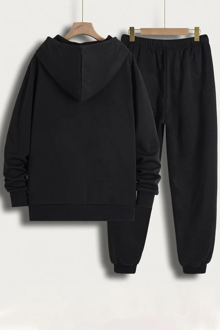 ONLYTRENDWEAR Unisex Moon Phases Printed Tracksuit Set S.m. Black