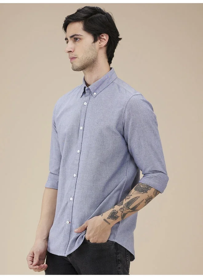 Being Human Mens Sky Blue Collared Long Sleeve Shirt