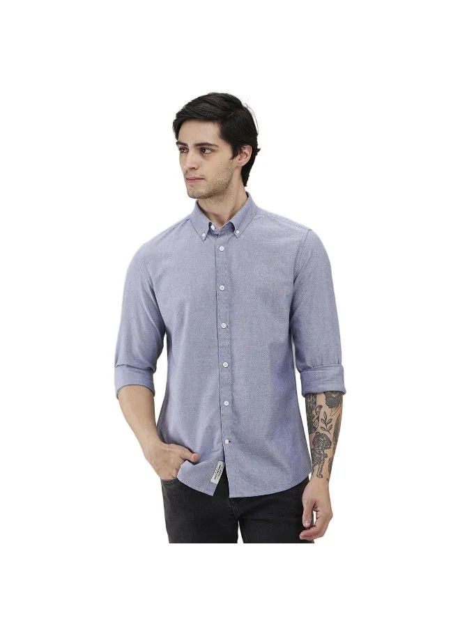 Being Human Mens Sky Blue Collared Long Sleeve Shirt