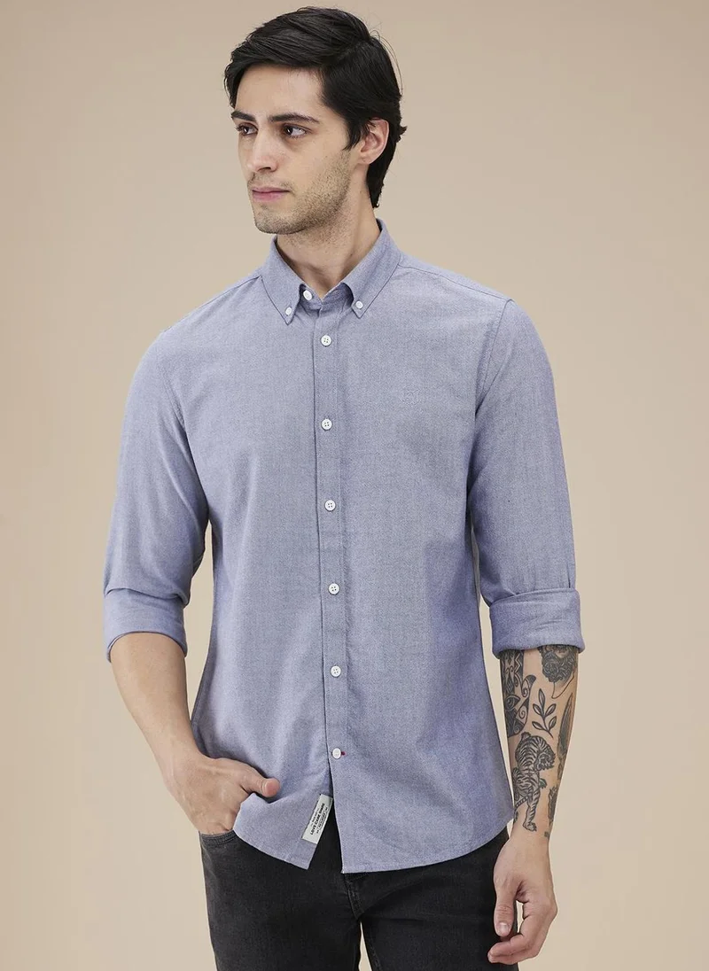 بيينغ هيومان Men Classic Button-Down Collar Solid Cotton Casual Shirt