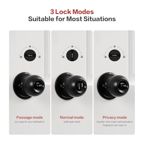 Lockin 4 in 1 Fingerprint Door Lock, Smart Door Knob with Lock, Biometric Door Lock with App Control & Key, Auto Door Lock with Code, Keyless Entry Door Lock for Bedroom, Front Door, Hotel, Apartment - Image 4