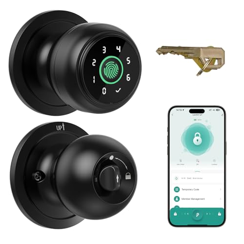 Lockin 4 in 1 Fingerprint Door Lock, Smart Door Knob with Lock, Biometric Door Lock with App Control & Key, Auto Door Lock with Code, Keyless Entry Door Lock for Bedroom, Front Door, Hotel, Apartment - Image 1