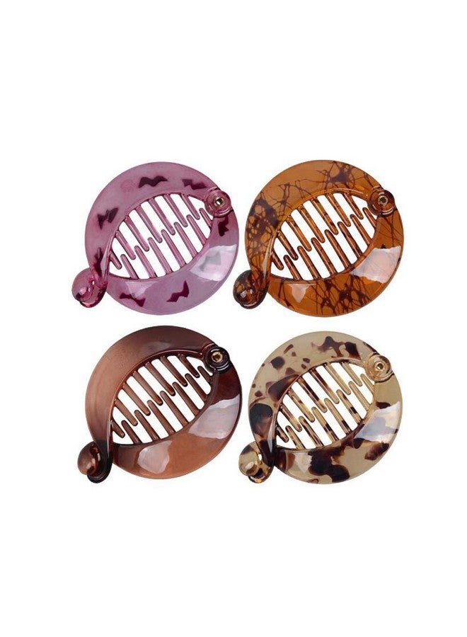 Natuworld 4Pcs 2.5 Inch Banana Fish Hair Clips Barrette Effortless Beauty Assorted Side Combs Ponytail Hair Clip Comb Pin French Round Banana Clips Hair Accessories For Women Ladies Girls (Color Random) - Image 1