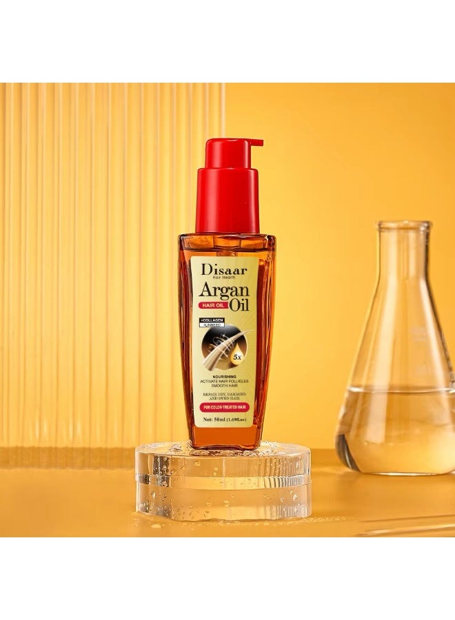 Disaar Hair Health Argan Oil with Collagen & Linseed Hair Serum – Nourishing & Repairing Treatment for Dry, Damaged & Color-Treated Hair, 50ml - Image 1