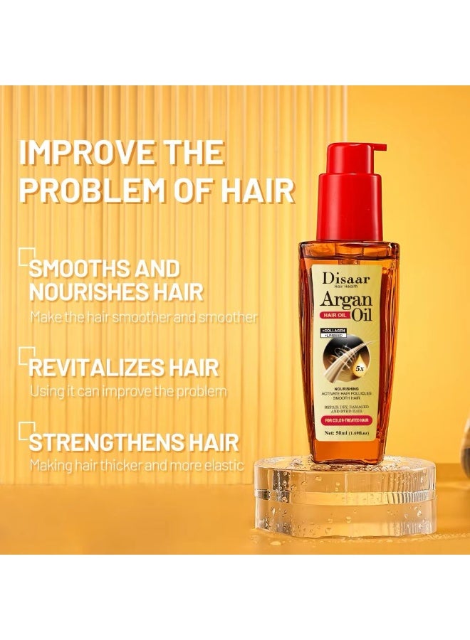 Disaar Hair Health Argan Oil with Collagen & Linseed Hair Serum – Nourishing & Repairing Treatment for Dry, Damaged & Color-Treated Hair, 50ml - Image 3