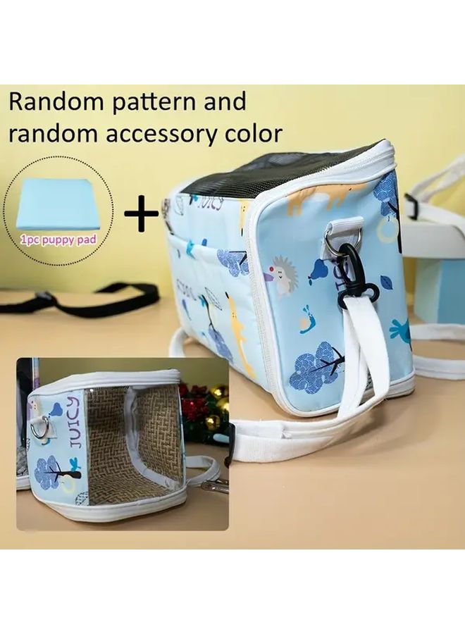 Light Blue Small Parrot Portable Pet Bird Tote Bag Durable Fabric Transparent Zipper Handle Outdoor Training Travel Accessories - Image 1