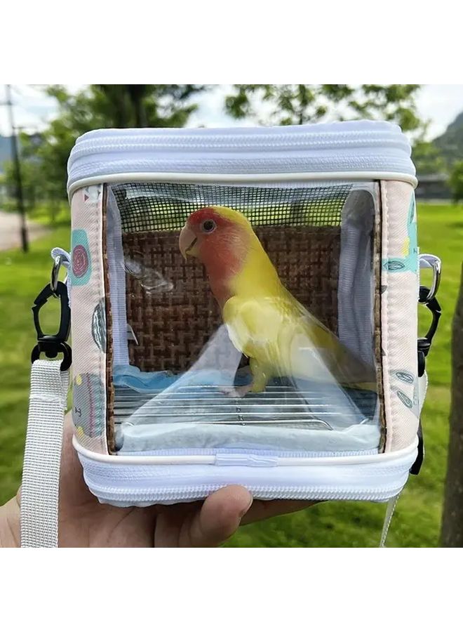 Light Blue Small Parrot Portable Pet Bird Tote Bag Durable Fabric Transparent Zipper Handle Outdoor Training Travel Accessories - Image 2