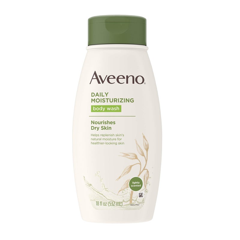 Aveeno Daily Moisturizing Body Wash for Dry Skin with Soothing Oat ; Rich Emollients, Creamy Shower Cleanser, Gentle, Soap-Free and Dye-Free, Light Fragrance, 18 fl. oz. - Image 1