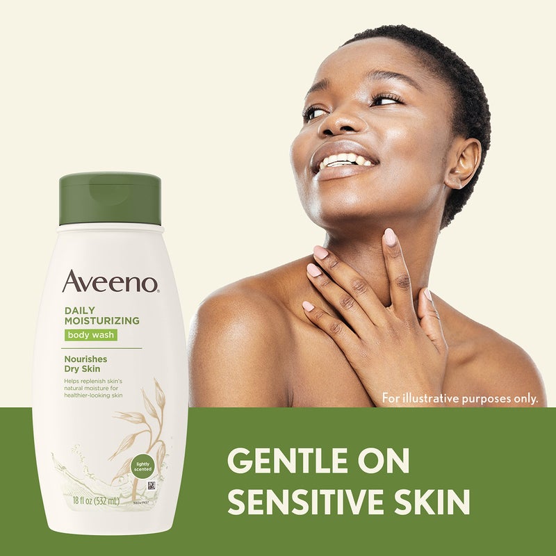 Aveeno Daily Moisturizing Body Wash for Dry Skin with Soothing Oat ; Rich Emollients, Creamy Shower Cleanser, Gentle, Soap-Free and Dye-Free, Light Fragrance, 18 fl. oz. - Image 4