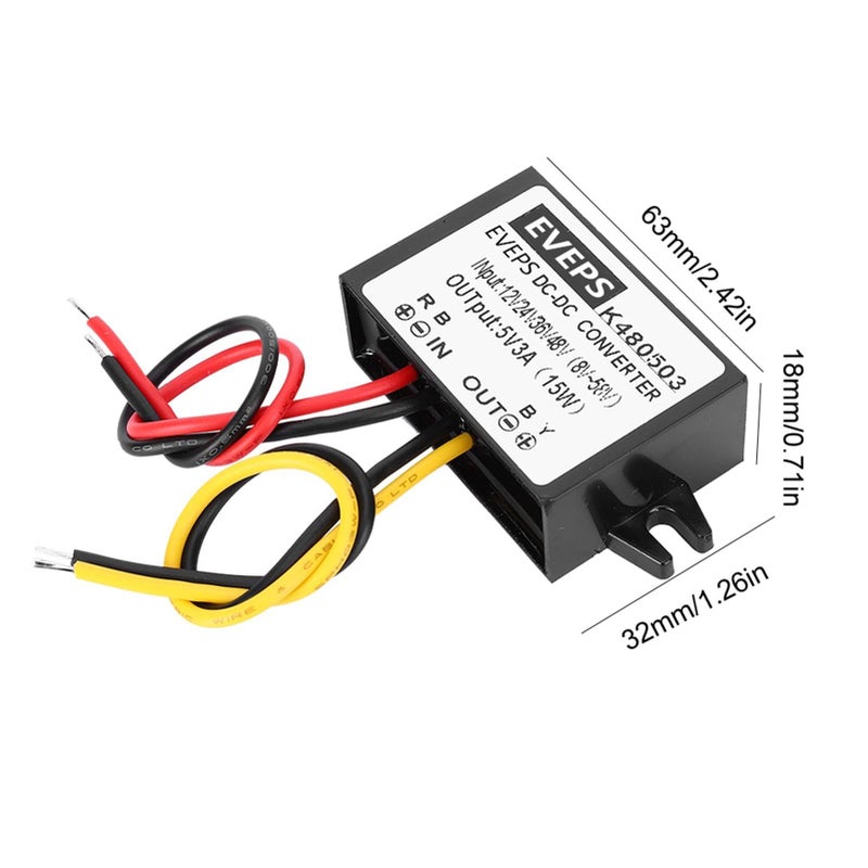 وحدة إمداد الطاقة خافضة للجهد DC DC 12V 24V 36V 48V إلى 5V 3A محول - Image 4