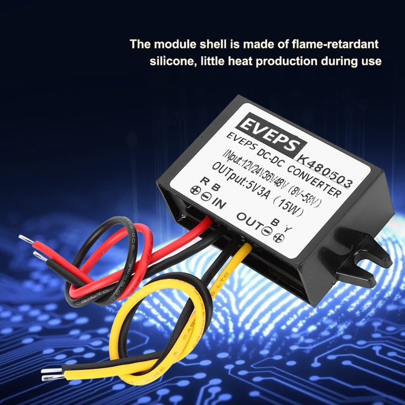 وحدة إمداد الطاقة خافضة للجهد DC DC 12V 24V 36V 48V إلى 5V 3A محول - Image 3