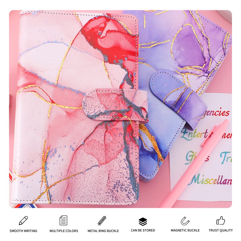 A6 Budget Binder with Marble Pattern PU Leather Notebook Cover Zipper Envelopes Lable Stickers Ruler Used as Money Organizer System Bill Money Card Saving Planner Birthday Gift for Friends Colleagues - Image 4