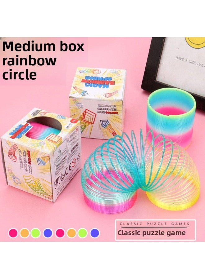 Rainbow Circle Spring Circle Kindergarten Rewards Graduation Small Gifts Stacking Circle Toys Cheap Small Gifts Pushing Stall-Color:Medium Boxed Rainbow Hoops 20 Pieces  - Image 1