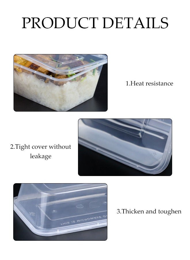 20-Pieces，750 ml Thickened Meal Prep Containers,Reusable Heatable Food Storage Circular Containers WIth Lids For Packing,Storage,17*11*4CM,Clear