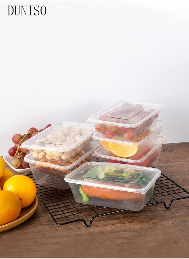 20-Pieces，750 ml Thickened Meal Prep Containers,Reusable Heatable Food Storage Circular Containers WIth Lids For Packing,Storage,17*11*4CM,Clear