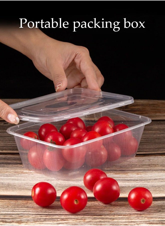 20-Pieces，750 ml Thickened Meal Prep Containers,Reusable Heatable Food Storage Circular Containers WIth Lids For Packing,Storage,17*11*4CM,Clear