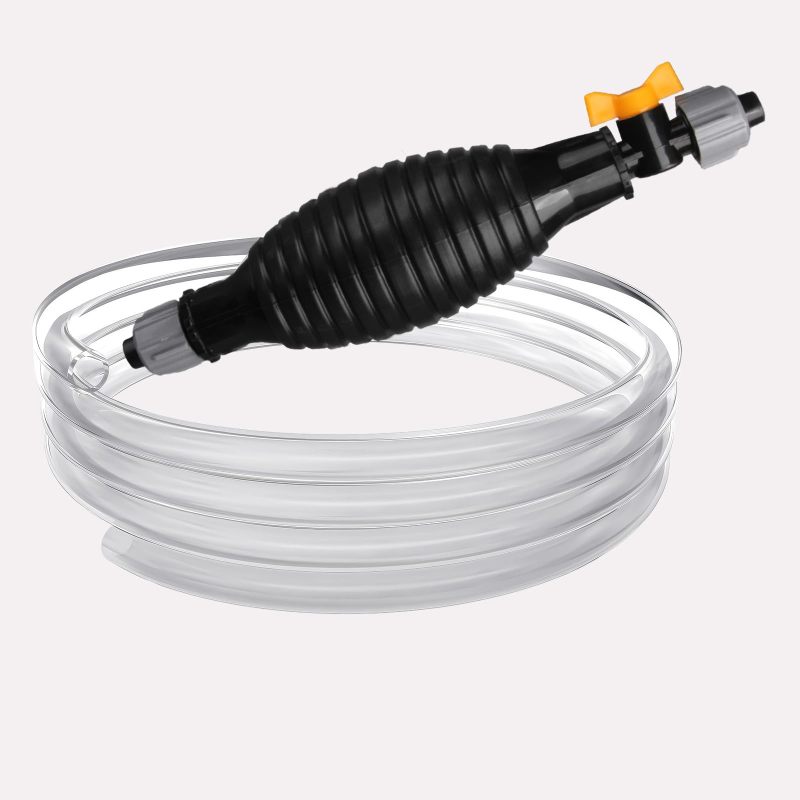 Manual Siphon Pump 4M Transparent PVC Hose 15mm High-Flow - Anti-Reflux Valve Portable 290g - Multi-Function Liquid Transfer Pump for Vehicle Emergency Camping Home Aquarium - Image 1