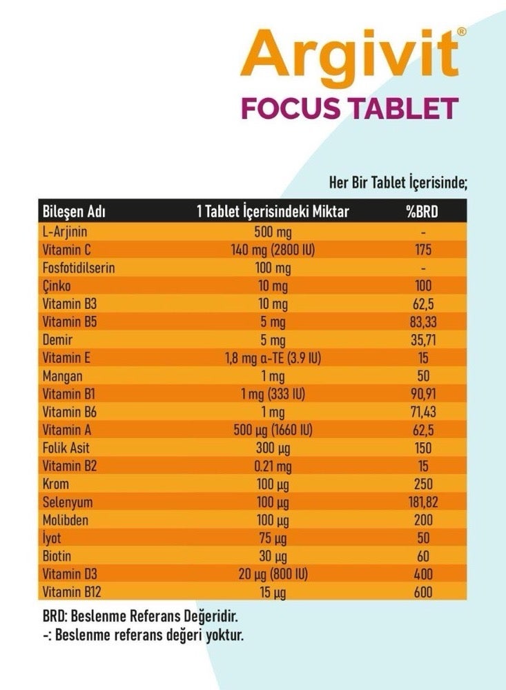 Argivit Argivit Focus Tablet - Multivitamins Nutritional Supplement to Increase Height, Support Focus and Growth - 30 Tablets - Image 3