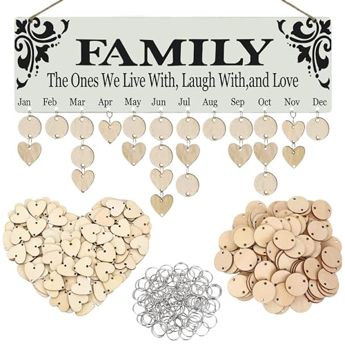 Acoavo Family Birthday Board DIY Wooden Calendar Wall Hanging Birthday Reminder Plaque,Family Celebration Birthday Calendar Tracker - Image 1