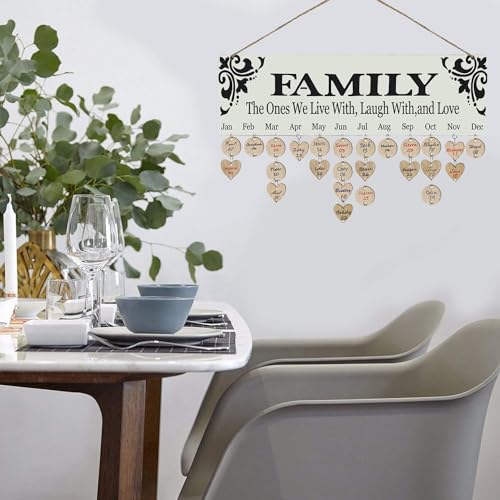 Acoavo Family Birthday Board DIY Wooden Calendar Wall Hanging Birthday Reminder Plaque,Family Celebration Birthday Calendar Tracker - Image 4