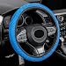 Alpmosn Elastic Stretch Steering Wheel Cover Universal Interior Accessories Steering Wheel Cover for Women Men Breathable Microfiber Ice Silk AntiSlip Odorless Easy CarryBlue - Image 2