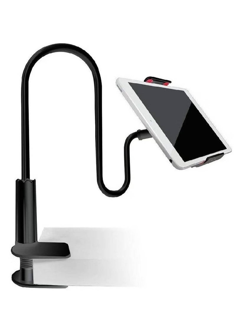 ليكسيس حامل الهاتف المحمول اللوحي، حامل كسول على شكل عنق الإوزة لأجهزة iPhone وiPad وGps وSamsung وLg وBlackberry مقاس 4-10.6 بوصة، يدور 360 درجة، ذراع مرن 27.5 بوصة - أسود  - Image 1