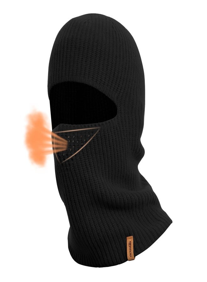 ACUSHLA 100% Merino Wool Balaclava for Men & Women - Winter Ski Mask Thermal Cold Weather Gear Knit Warm Face Mask 2 in 1 n Wool Beanie for Motorcycle Running Snowboarding Fishing, Black - Image 1