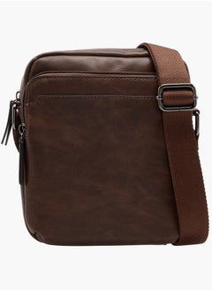 LBL by Shoexpress Men's Textured Crossbody Bag with Zip Closure and Adjustable Strap  - Image 1