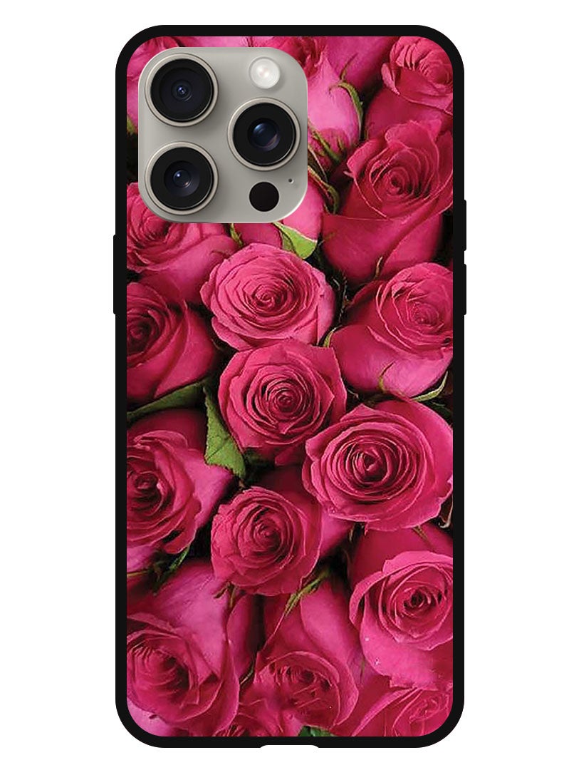 Theodor Protective Case Anti Scratch Shock Proof Bumper Cover For iPhone 15 Pro Max Pink Roses - Image 1