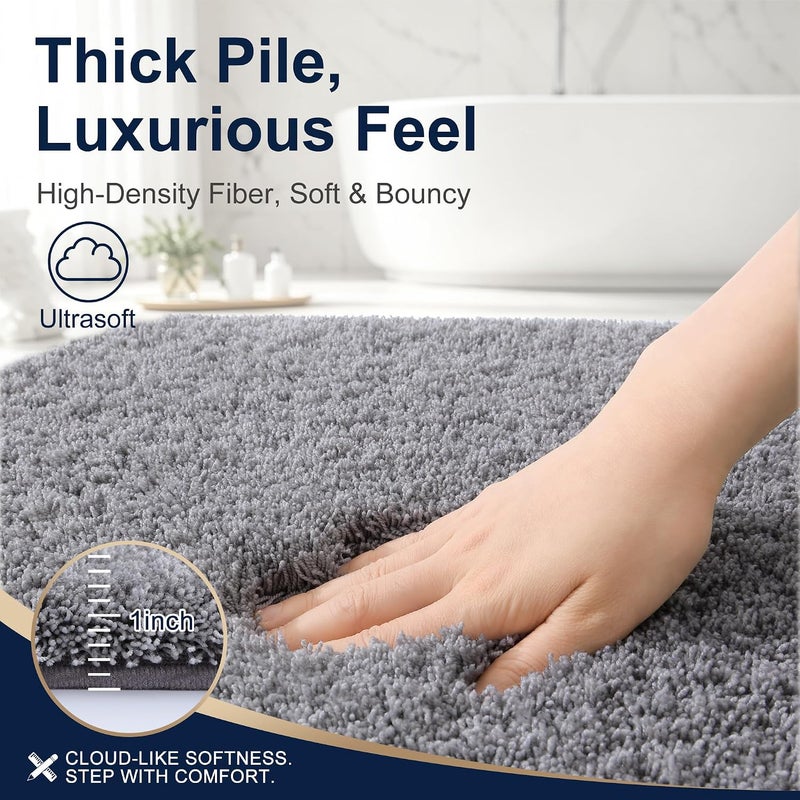 OLANLY Microfiber Bathroom Rugs 30x20, Soft Highly Absorbent Bath Mat, Grey | Quick-Dry & Non-Slip Bath Carpet - Image 3