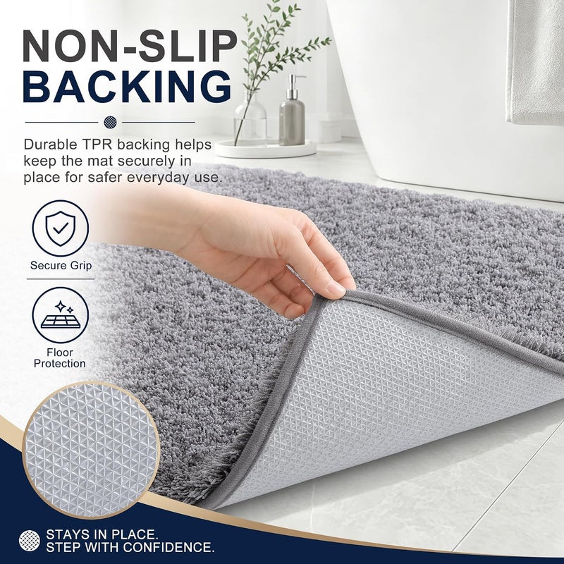 OLANLY Microfiber Bathroom Rugs 30x20, Soft Highly Absorbent Bath Mat, Grey | Quick-Dry & Non-Slip Bath Carpet - Image 5