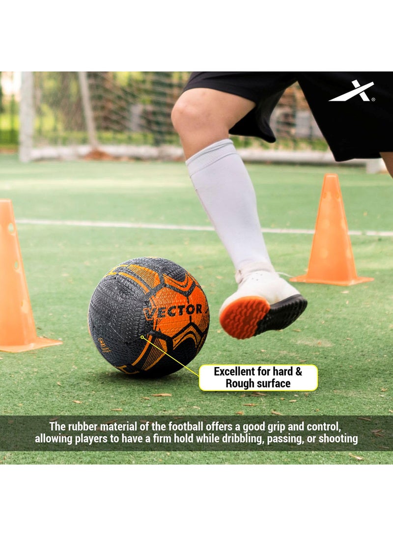 Vector X Street Soccer Football | Size-5 | Material- Moulded rubber | All Surface | High Bounce | High Speed ​| Rubberized Outer core | High Air Retention Bladder | 32 Panel | Training - Image 4
