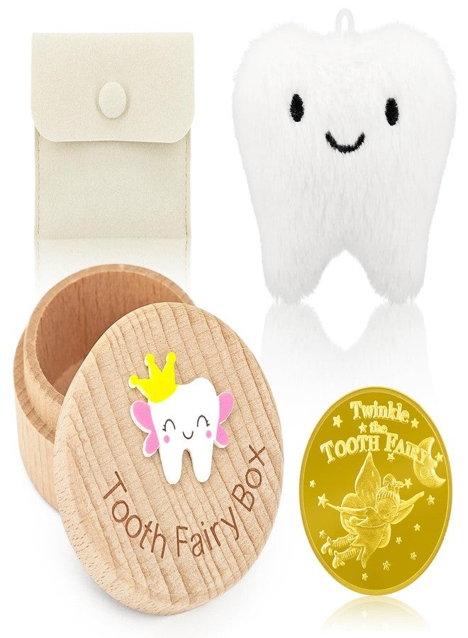 Oiiyee Tooth Fairy Tooth Holder Kit for Kids - Tooth Fairy Box, Coins, Plush Charm & Pouch, Tooth Fairy Gifts for Lost Baby Teeth(Girls) - Image 1