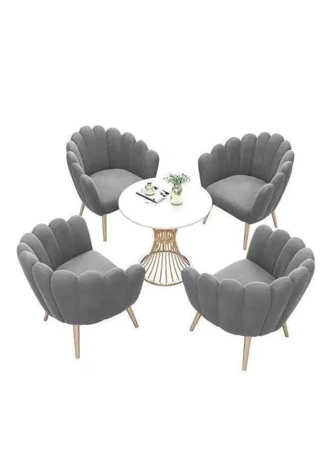Wooden Twist Modernizing Restaurant Cafe Marble Top 4 Chairs With 1 Table Metal Legs - Image 2