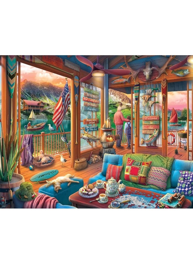WHITE MOUNTAIN - White Mountain Puzzles Lakeside Cabin, 1000 Piece Jigsaw Puzzle - Image 1
