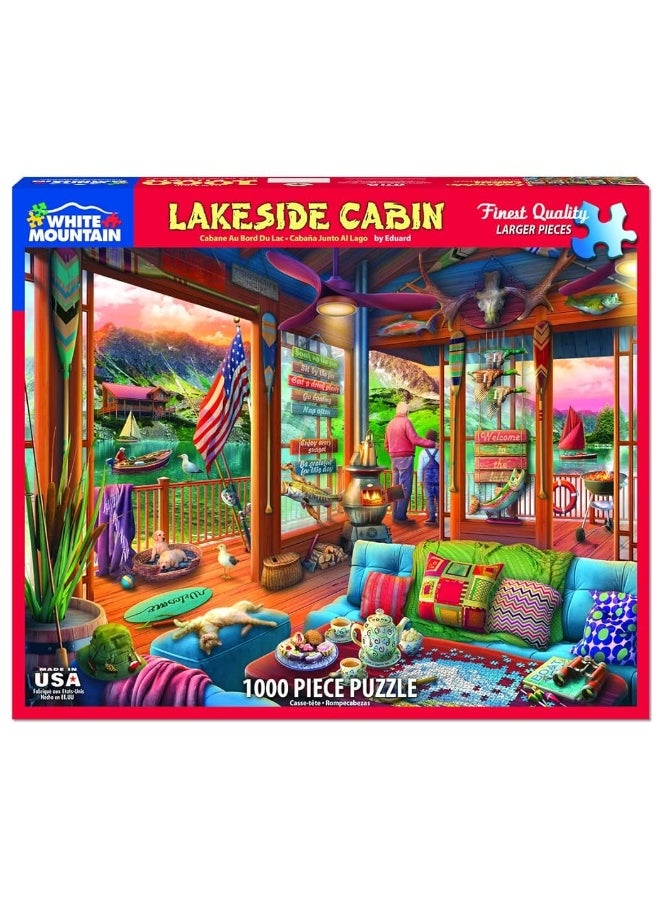 WHITE MOUNTAIN - White Mountain Puzzles Lakeside Cabin, 1000 Piece Jigsaw Puzzle - Image 1