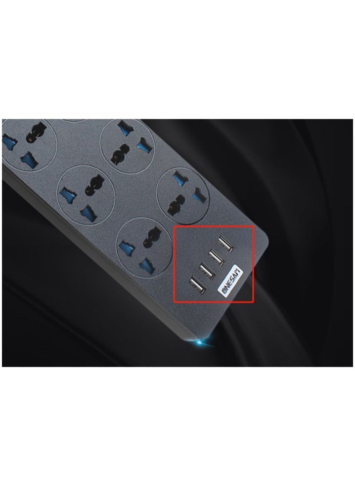 Generic - 6-hole + 4 USB hole safe household socket, 2m long power cable,home socket,USB socket,multi purpose socket - Image 1
