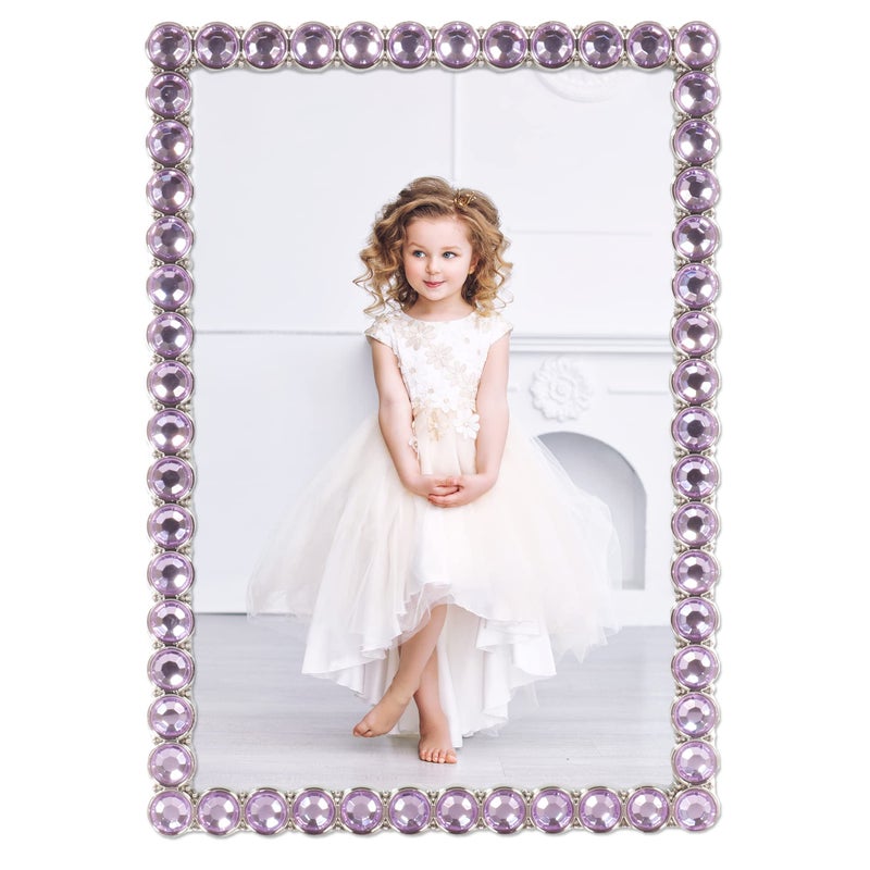 Lawrence Frames 4x6 Silver Metal Sparkle Frame - Bright Lilac - Image 2