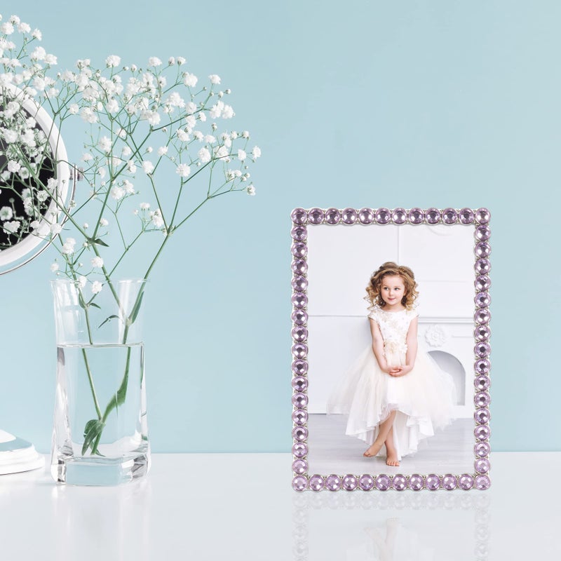 Lawrence Frames 4x6 Silver Metal Sparkle Frame - Bright Lilac - Image 4