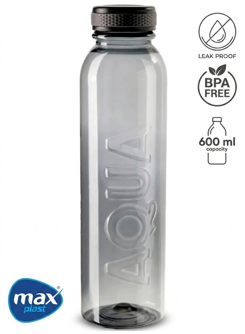 ماكس بلاست زجاجة مياه رياضية ماكس أكوا 600 مل - بلاستيك صحي BPA Free - غطاء محكم الغلق مانع للتسرب- ماكس بلاست - [أسود] - Image 1