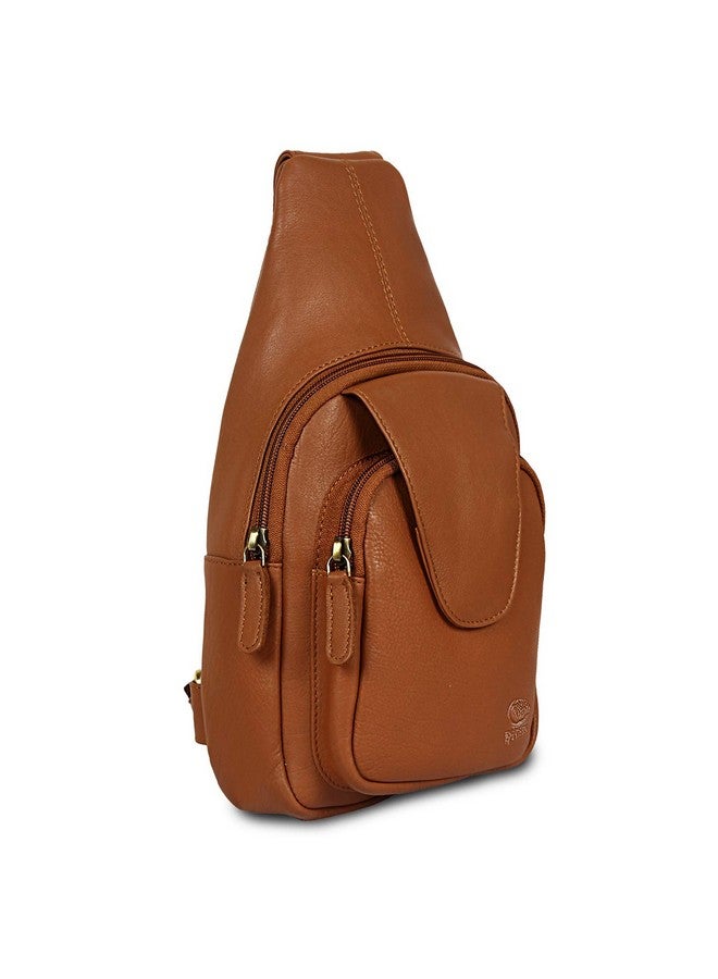 RUSTIC TOWN Leather Sling Chest Bag for Men - Slim Crossbody Shoulder Bag for Outdoor Hiking - Stylish Backpack for Travel - Image 1