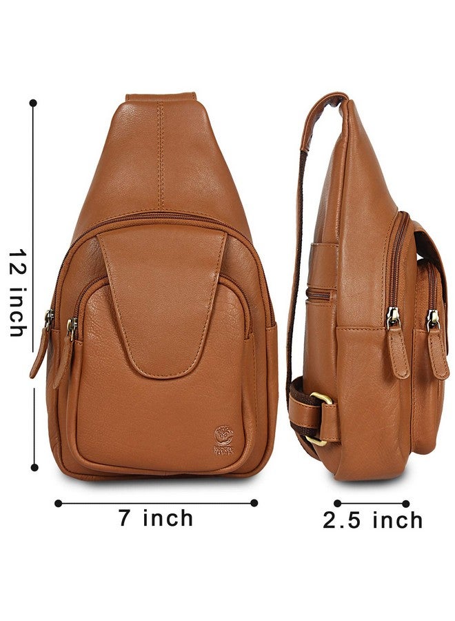 RUSTIC TOWN Leather Sling Chest Bag for Men - Slim Crossbody Shoulder Bag for Outdoor Hiking - Stylish Backpack for Travel - Image 3
