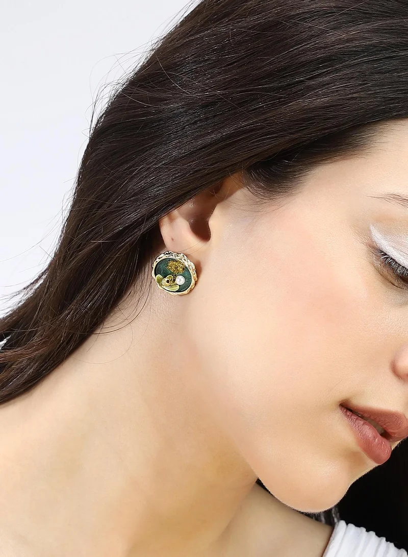 Sohi  Women's Pearls Beaded The Portrait Circular Shaped Studs for Women | Best Price UAE